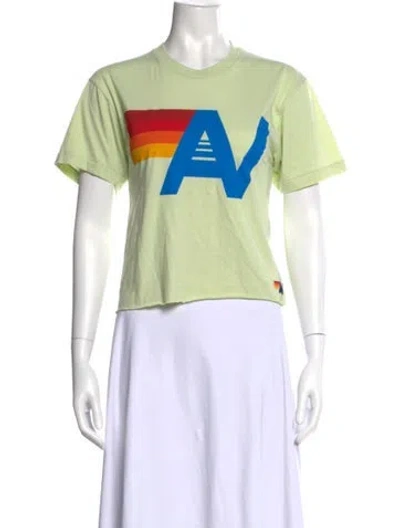Pre-owned Aviator Nation Graphic Print Crew Neck T-shirt W/ Tags In Green