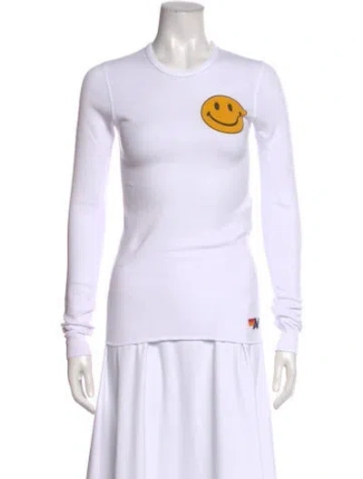 Pre-owned Aviator Nation Graphic Print Crew Neck T-shirt In White