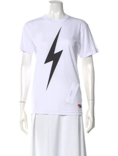 Pre-owned Aviator Nation Graphic Print Crew Neck T-shirt In White