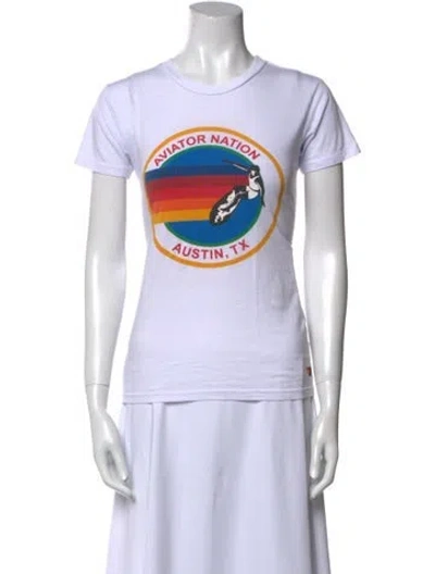 Pre-owned Aviator Nation Graphic Print Crew Neck T-shirt In White