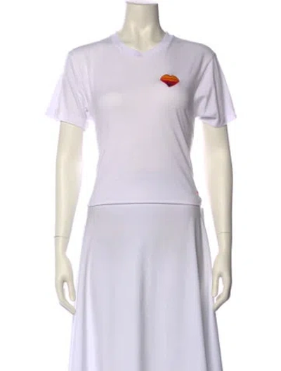 Pre-owned Aviator Nation Graphic Print Crew Neck T-shirt In White