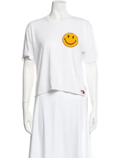Pre-owned Aviator Nation Graphic Print Crew Neck T-shirt In White
