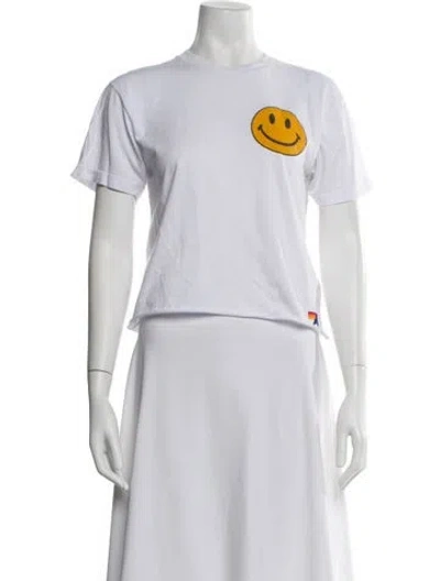 Pre-owned Aviator Nation Graphic Print Crew Neck T-shirt In White