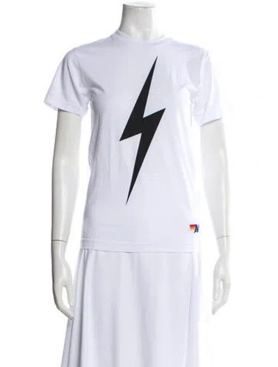 Pre-owned Aviator Nation Graphic Print Crew Neck T-shirt In White