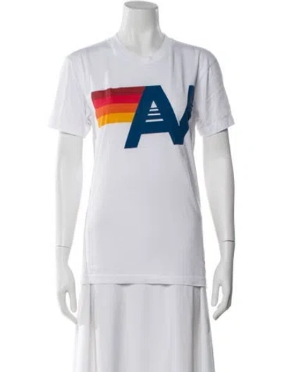 Pre-owned Aviator Nation Graphic Print Crew Neck T-shirt In White