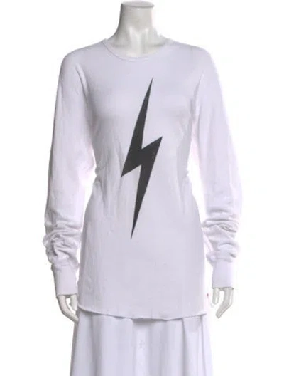 Pre-owned Aviator Nation Graphic Print Crew Neck T-shirt In White