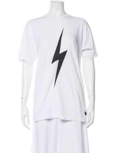 Pre-owned Aviator Nation Graphic Print Crew Neck T-shirt In White
