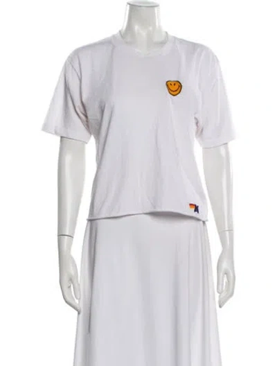Pre-owned Aviator Nation Graphic Print Crew Neck T-shirt In White