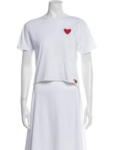 Pre-owned Aviator Nation Graphic Print Crew Neck T-shirt In White