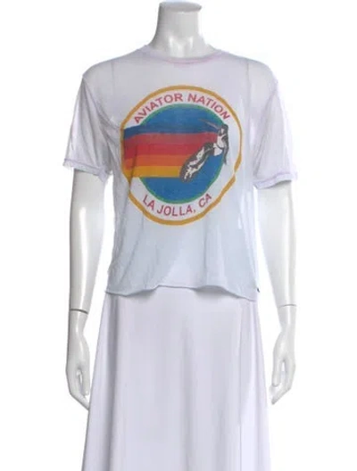 Pre-owned Aviator Nation Graphic Print Crew Neck T-shirt In White