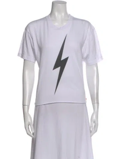 Pre-owned Aviator Nation Graphic Print Crew Neck T-shirt In White