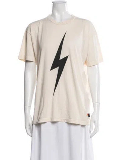 Pre-owned Aviator Nation Graphic Print Crew Neck T-shirt In White
