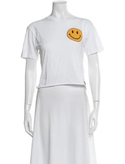 Pre-owned Aviator Nation Graphic Print Crew Neck T-shirt In White