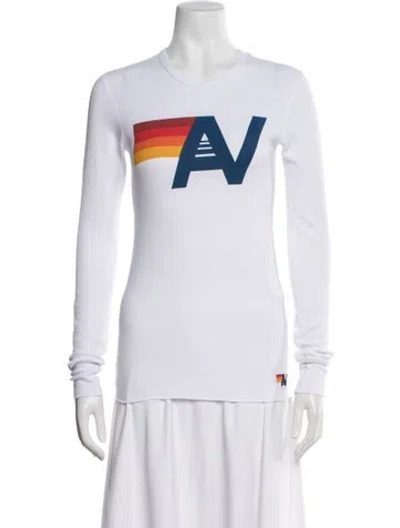 Pre-owned Aviator Nation Graphic Print Crew Neck T-shirt In White