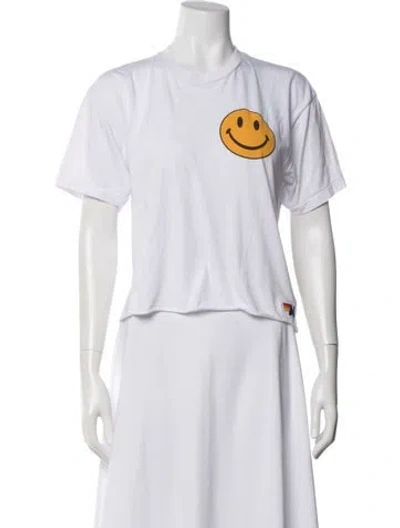 Pre-owned Aviator Nation Graphic Print Crew Neck T-shirt In White