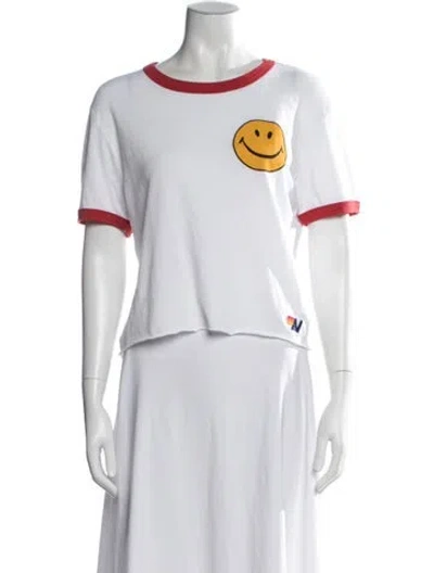 Pre-owned Aviator Nation Graphic Print Crew Neck T-shirt In White