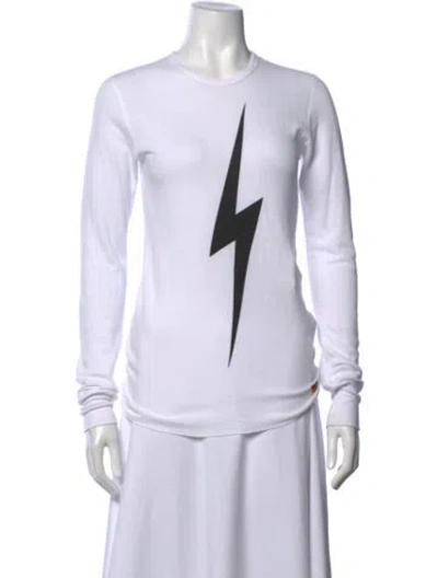 Pre-owned Aviator Nation Graphic Print Crew Neck T-shirt In White