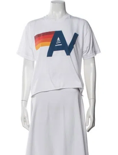 Pre-owned Aviator Nation Graphic Print Crew Neck T-shirt In White