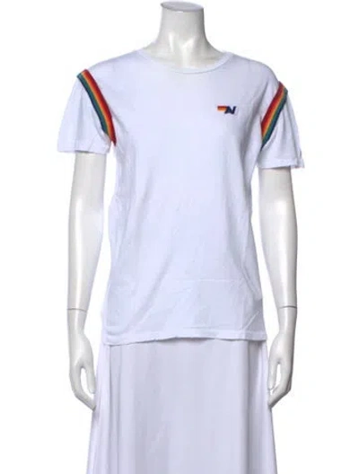 Pre-owned Aviator Nation Graphic Print Crew Neck T-shirt In White
