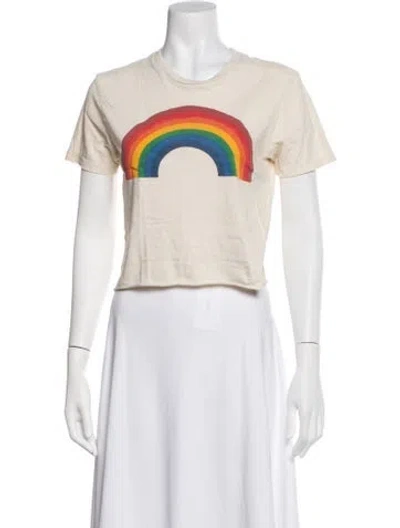Pre-owned Aviator Nation Graphic Print Crew Neck T-shirt In White