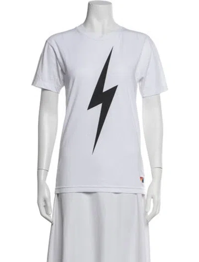 Pre-owned Aviator Nation Graphic Print Crew Neck T-shirt In White