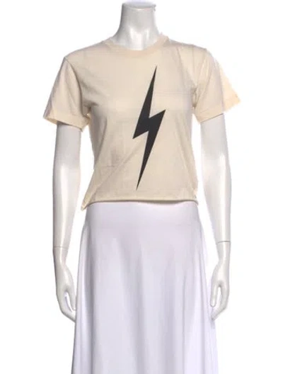 Pre-owned Aviator Nation Graphic Print Crew Neck T-shirt In White