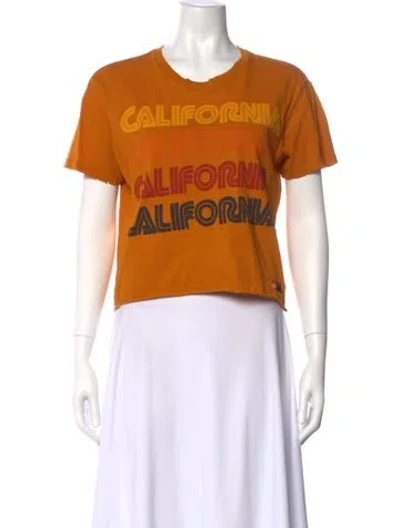 Pre-owned Aviator Nation Graphic Print Crew Neck T-shirt In Yellow