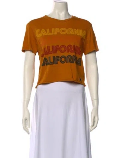 Pre-owned Aviator Nation Graphic Print Crew Neck T-shirt In Yellow