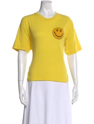 Pre-owned Aviator Nation Graphic Print Crew Neck T-shirt In Yellow
