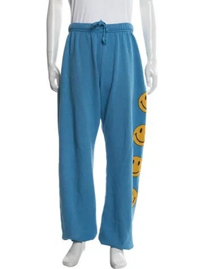 Pre-owned Aviator Nation Graphic Print Embroidered Accent Lounge Bottoms In Blue