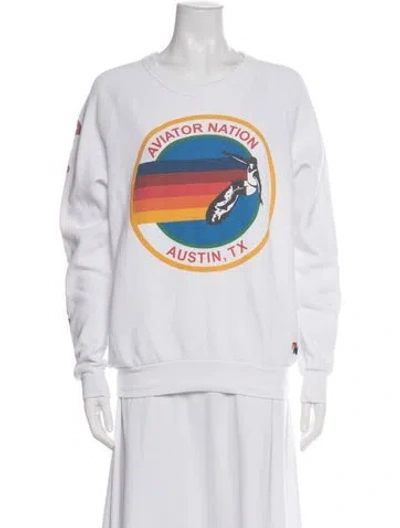 Pre-owned Aviator Nation Graphic Print Embroidered Accent Pajamas In White