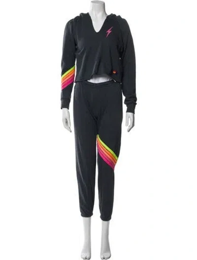 Pre-owned Aviator Nation Graphic Print Embroidered Accent Set In Blue