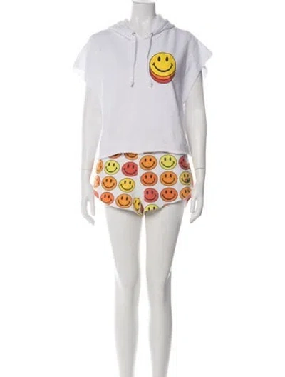 Pre-owned Aviator Nation Graphic Print Embroidered Accent Short Set In Multi