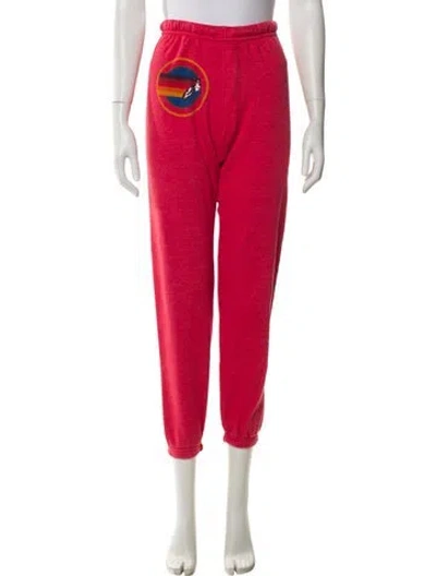 Pre-owned Aviator Nation Graphic Print Embroidered Accent Sweatpants In Red