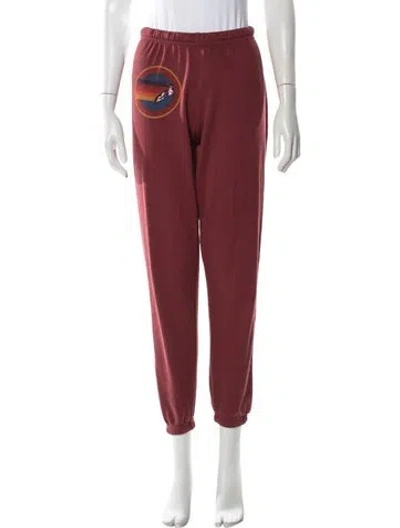 Pre-owned Aviator Nation Graphic Print Embroidered Accent Sweatpants In Red