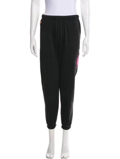 Pre-owned Aviator Nation Graphic Print Embroidered Accent Sweatpants In Black