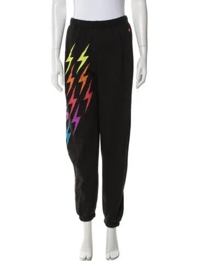 Pre-owned Aviator Nation Graphic Print Embroidered Accent Sweatpants In Black