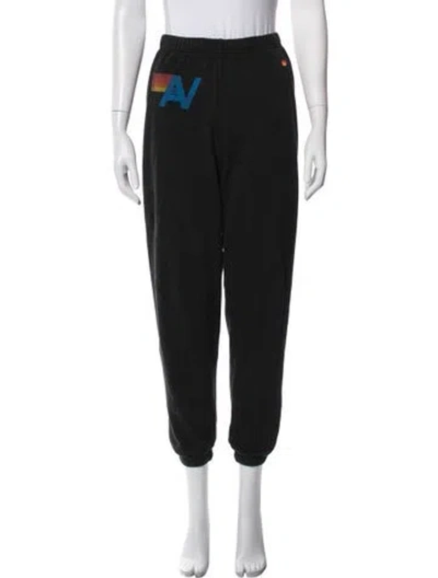 Pre-owned Aviator Nation Graphic Print Embroidered Accent Sweatpants In Black