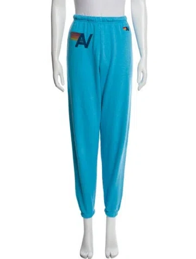 Pre-owned Aviator Nation Graphic Print Embroidered Accent Sweatpants In Blue