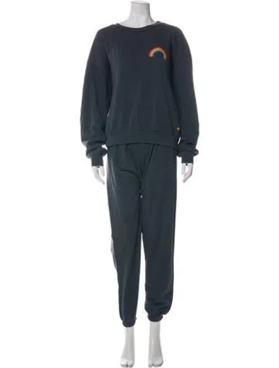 Pre-owned Aviator Nation Graphic Print Embroidered Accent Sweatpants In Blue