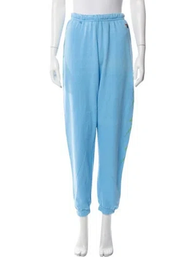Pre-owned Aviator Nation Graphic Print Embroidered Accent Sweatpants In Blue