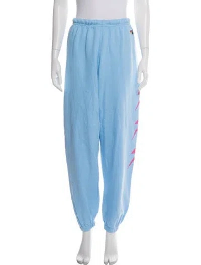 Pre-owned Aviator Nation Graphic Print Embroidered Accent Sweatpants In Blue