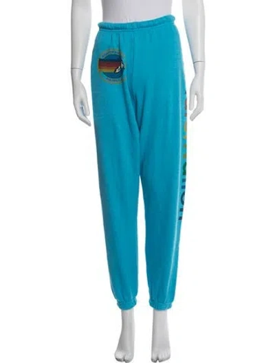 Pre-owned Aviator Nation Graphic Print Embroidered Accent Sweatpants In Blue