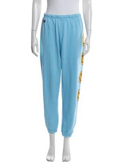 Pre-owned Aviator Nation Graphic Print Embroidered Accent Sweatpants In Blue