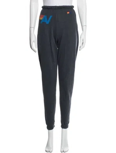 Pre-owned Aviator Nation Graphic Print Embroidered Accent Sweatpants In Blue/grey