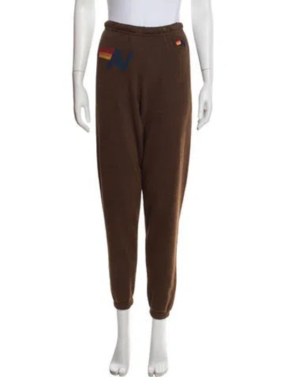 Pre-owned Aviator Nation Graphic Print Embroidered Accent Sweatpants In Brown