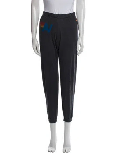 Pre-owned Aviator Nation Graphic Print Embroidered Accent Sweatpants In Gray