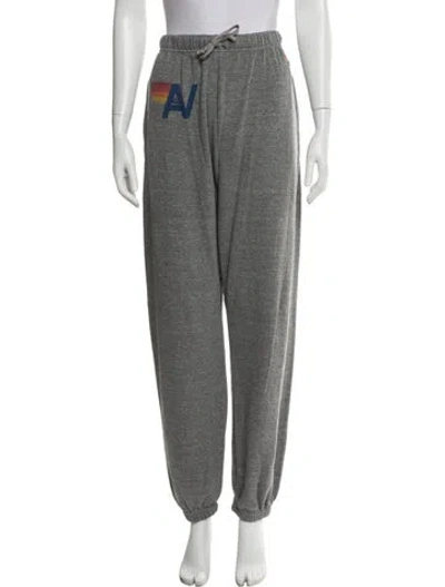 Pre-owned Aviator Nation Graphic Print Embroidered Accent Sweatpants In Gray