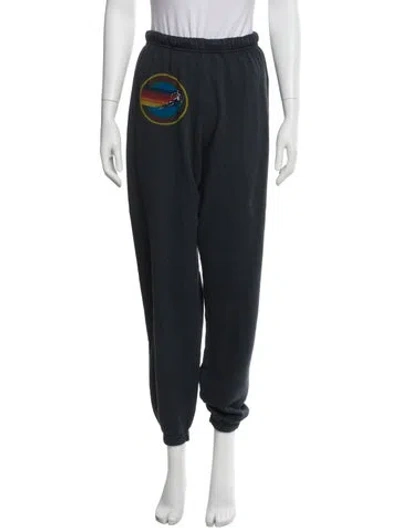 Pre-owned Aviator Nation Graphic Print Embroidered Accent Sweatpants In Gray