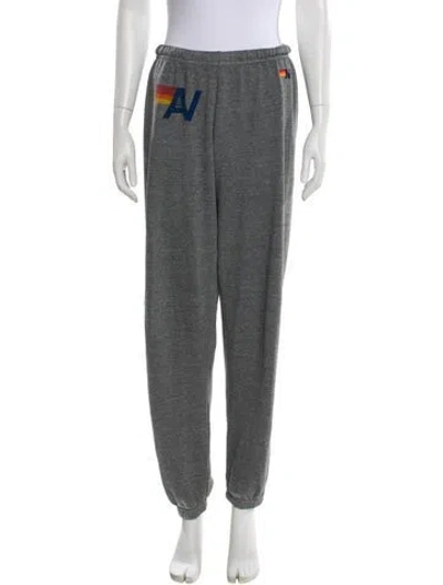Pre-owned Aviator Nation Graphic Print Embroidered Accent Sweatpants In Gray